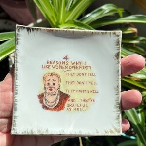 Vtg MCM Liking Women Over 40 Comic Novelty Trinket Jewelry Tray Or Wall Hanging